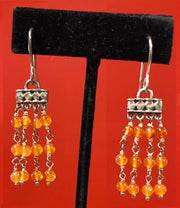 Carnelian Beaded Silver Earrings