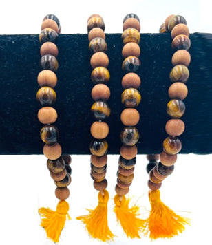 Tiger’s Eye & Sandalwood Mala Bracelet