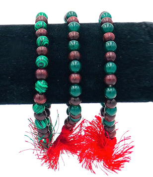 Malachite & Rosewood Mala Bracelet