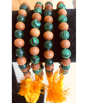 Malachite and Sandalwood Bracelet